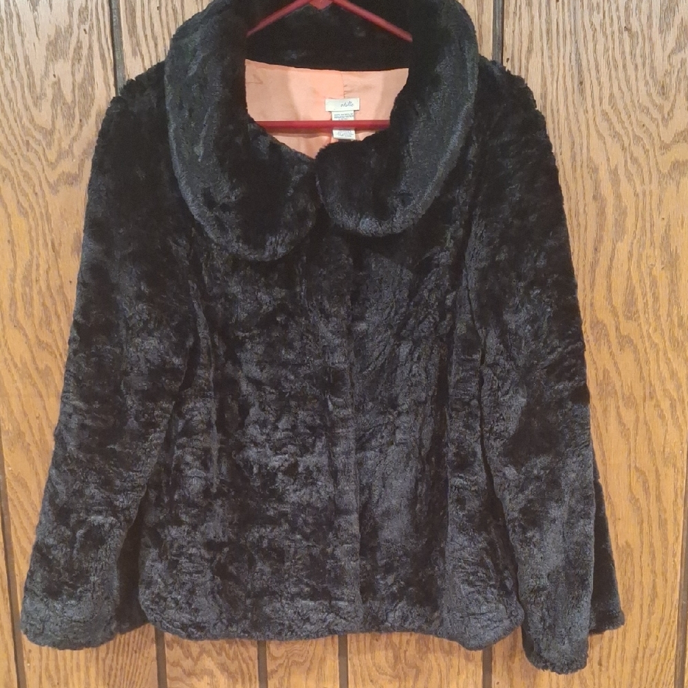 Anthropologie Odille Black Faux Fur Teddy Bear Jacket